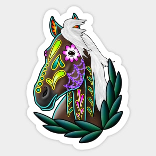 Day of the Dead Flaxen Chestnut Sugar Skull Horse Sticker